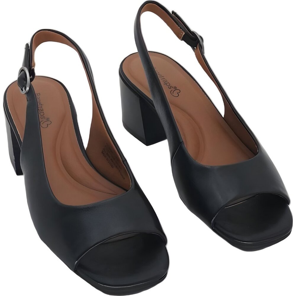 BareTraps Black Peep-Toe Slingback Heels
